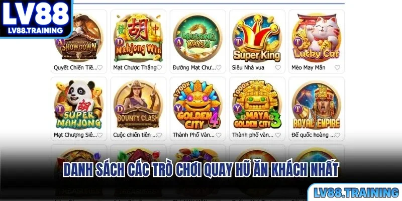 Danh sách các trò chơi quay hũ ăn khách nhất