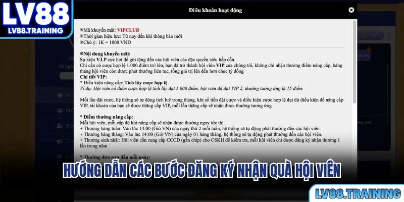 Hướng dẫn các bước đăng ký nhận quà hội viên
