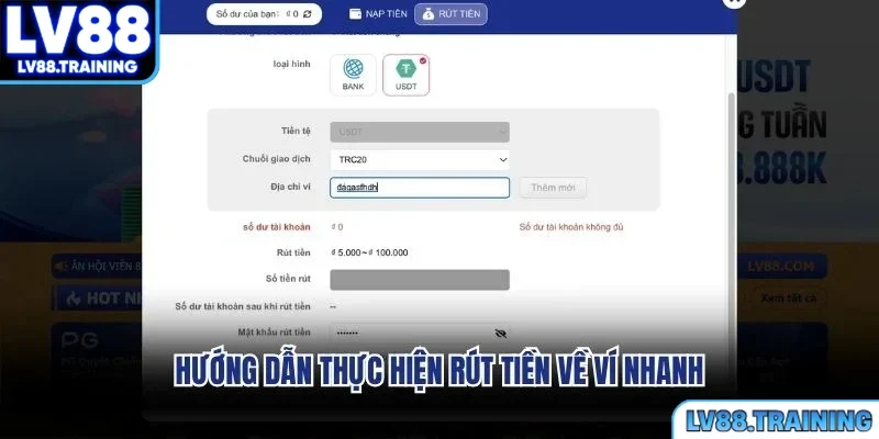 Hướng dẫn thực hiện rút tiền về ví nhanh