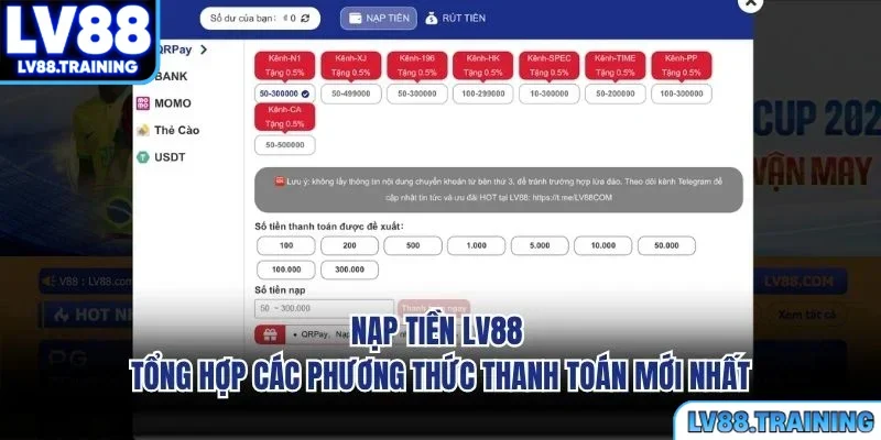Nạp Tiền LV88 - Tổng Hợp Các Phương Thức Thanh Toán Mới Nhất