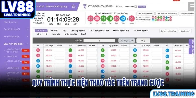 Quy trình thực hiện thao tác trên trang cược