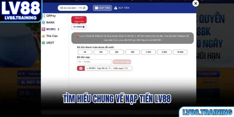 Tìm hiểu chung về nạp tiền LV88